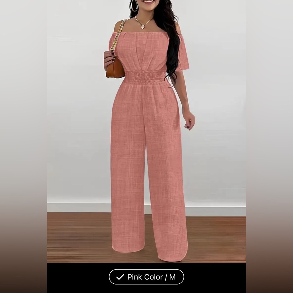 Offshoulder wide leg jumpsuit